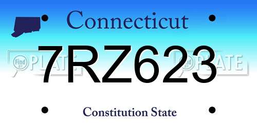 7RZ623 Connecticut License Plate