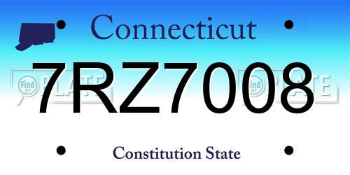 7RZ7008 Connecticut License Plate