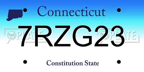 7RZG23 Connecticut License Plate