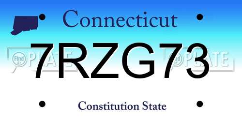 7RZG73 Connecticut License Plate