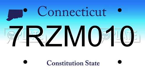 7RZM010 Connecticut License Plate