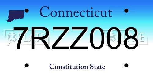 7RZZ008 Connecticut License Plate