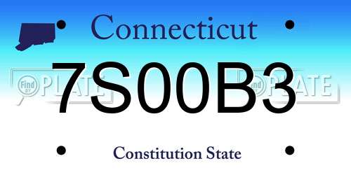 7S00B3 Connecticut License Plate