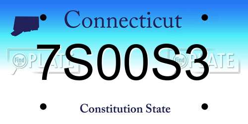 7S00S3 Connecticut License Plate