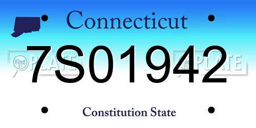 7S01942 Connecticut License Plate
