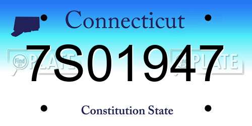 7S01947 Connecticut License Plate
