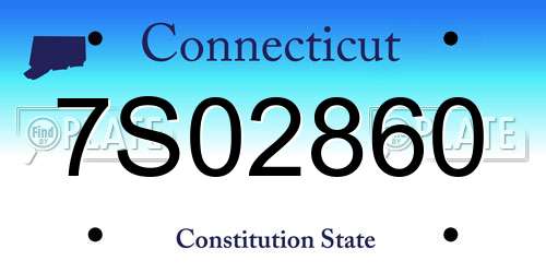7S02860 Connecticut License Plate