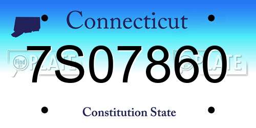 7S07860 Connecticut License Plate