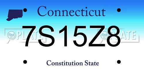 7S15Z8 Connecticut License Plate
