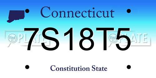 7S18T5 Connecticut License Plate