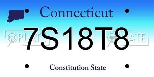 7S18T8 Connecticut License Plate