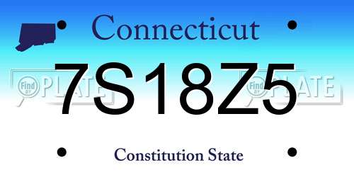 7S18Z5 Connecticut License Plate