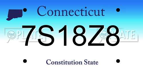 7S18Z8 Connecticut License Plate