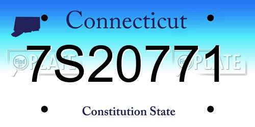 7S20771 Connecticut License Plate