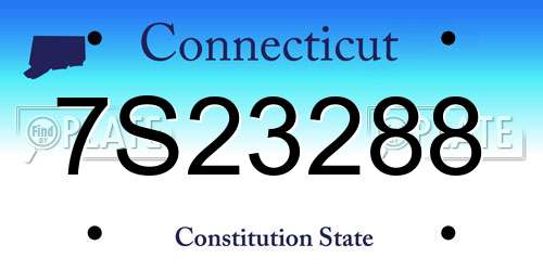 7S23288 Connecticut License Plate