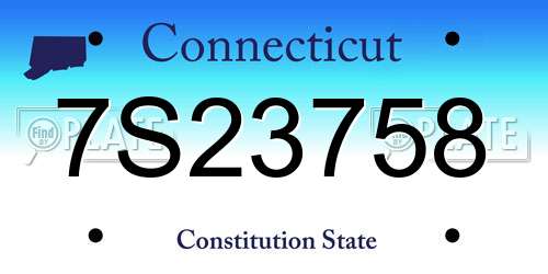 7S23758 Connecticut License Plate