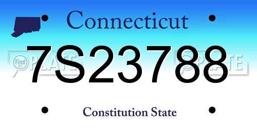7S23788 Connecticut License Plate