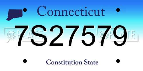 7S27579 Connecticut License Plate