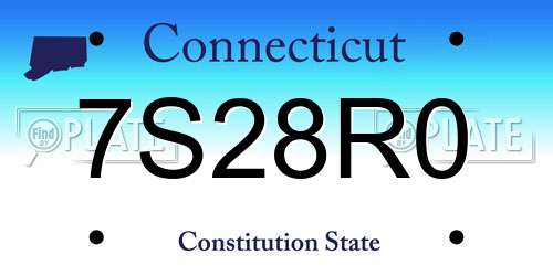 7S28R0 Connecticut License Plate