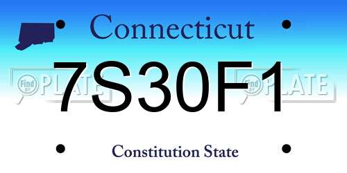 7S30F1 Connecticut License Plate