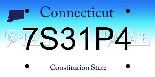 7S31P4 Connecticut License Plate