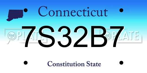7S32B7 Connecticut License Plate