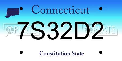 7S32D2 Connecticut License Plate
