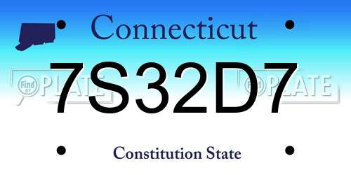 7S32D7 Connecticut License Plate