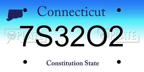 7S32O2 Connecticut License Plate