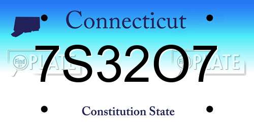 7S32O7 Connecticut License Plate