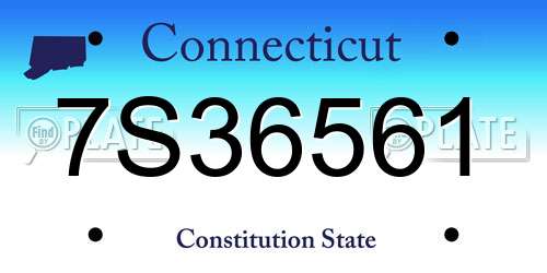 7S36561 Connecticut License Plate