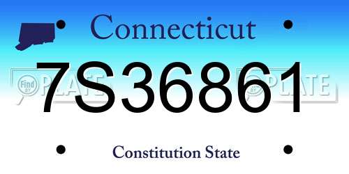 7S36861 Connecticut License Plate