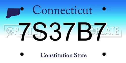 7S37B7 Connecticut License Plate