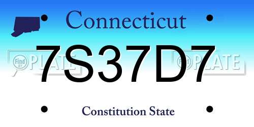 7S37D7 Connecticut License Plate