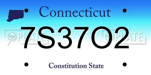 7S37O2 Connecticut License Plate
