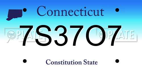 7S37O7 Connecticut License Plate