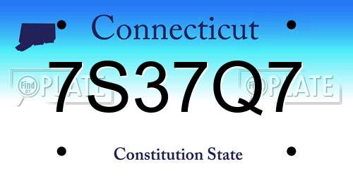 7S37Q7 Connecticut License Plate