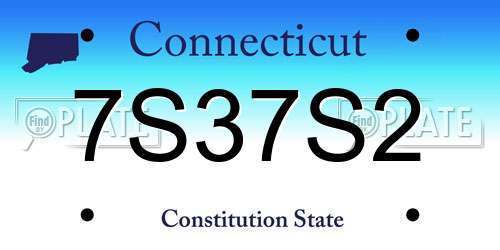 7S37S2 Connecticut License Plate