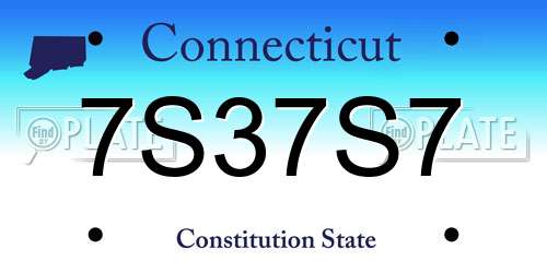 7S37S7 Connecticut License Plate