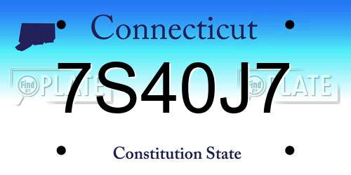 7S40J7 Connecticut License Plate