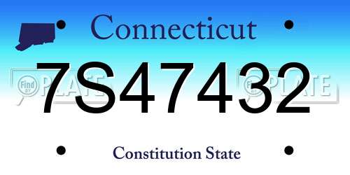 7S47432 Connecticut License Plate