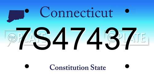7S47437 Connecticut License Plate