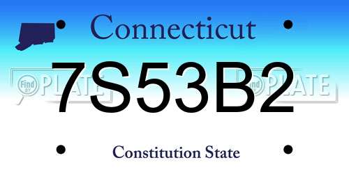 7S53B2 Connecticut License Plate