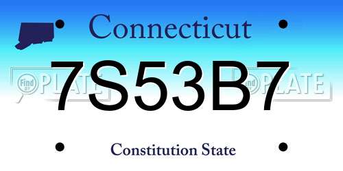 7S53B7 Connecticut License Plate