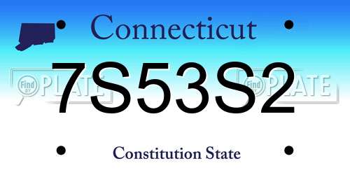 7S53S2 Connecticut License Plate