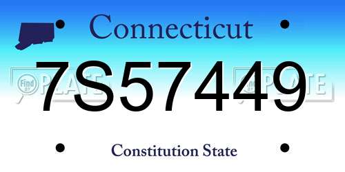 7S57449 Connecticut License Plate