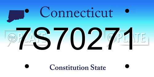 7S70271 Connecticut License Plate