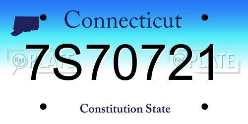 7S70721 Connecticut License Plate