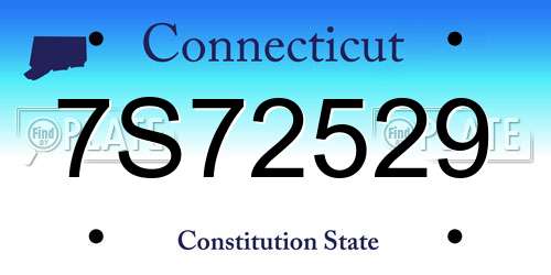7S72529 Connecticut License Plate