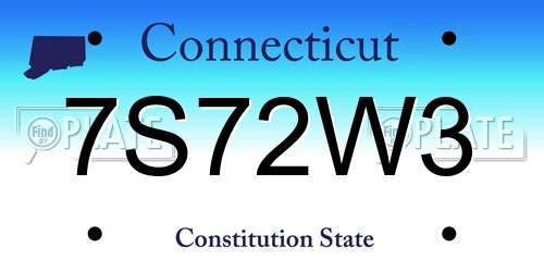 7S72W3 Connecticut License Plate